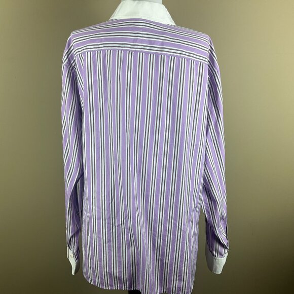 Lauren Ralph Lauren Long Sleeve Blouse Plus Size 3X Purple White, Stripes - Picture 5 of 8